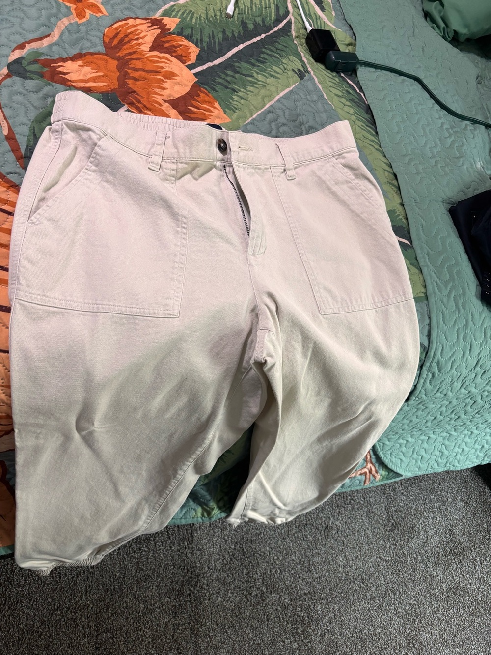 GAP Cream Drawstring Casual Track Pants